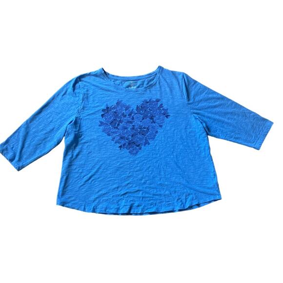 Talbots Blue Floral Heart Tee Shirt Size 3X - Picture 5 of 7